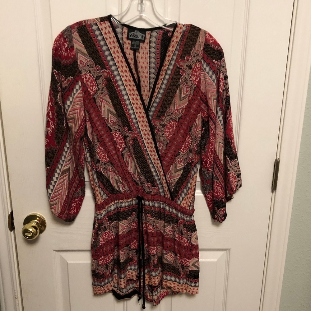 Angie Tie-Waist Long-Sleeve Romper - Sz. S